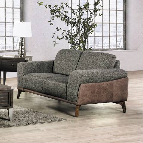 Furniture of America Yunger Grey and Brown Upholstered Loveseat