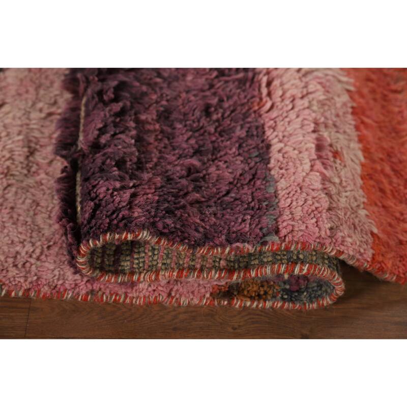 Geometric Plush Moroccan Oriental Area Rug Handmade Beige Wool Carpet - 5'11" x 10'1"