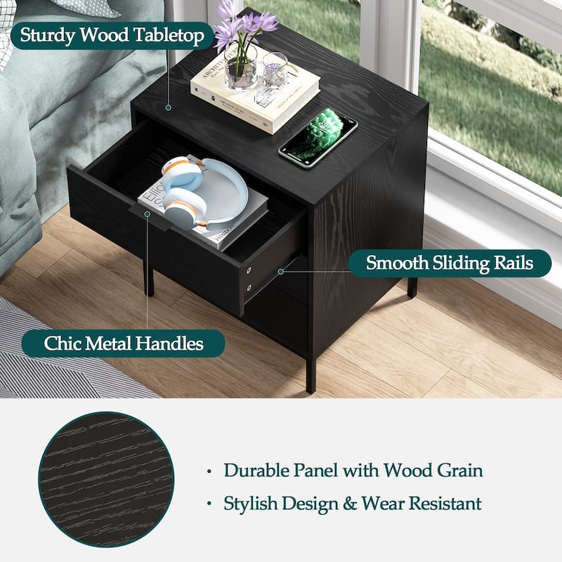 Anmytek Modern 3-Drawer Wood Nightstand Bedside Table End Table for Bedroom