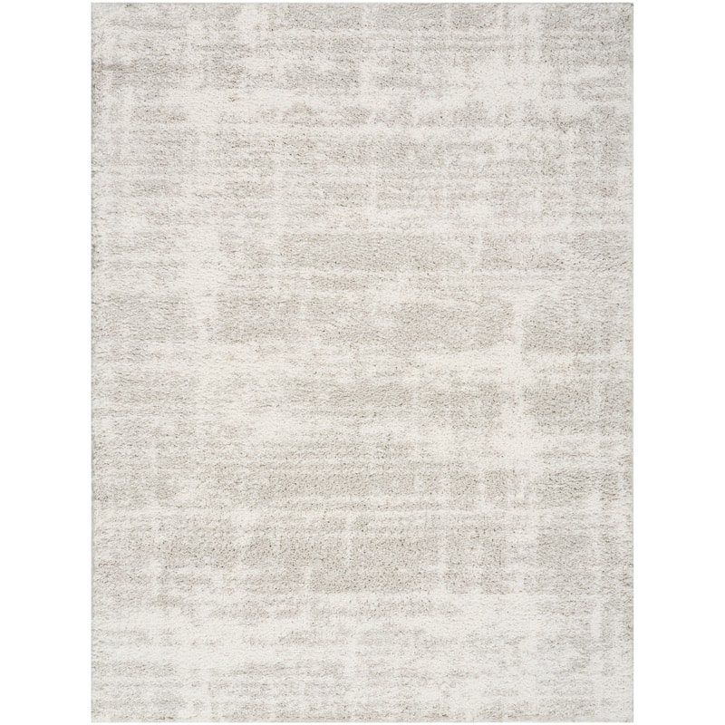 Nourison Modern Shag Indoor only Abstract Area Rug - 5' 3" x 7' - Ivory/Grey - Rectangle
