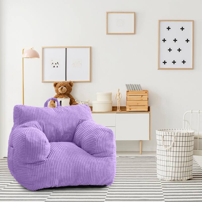 Kids Bean Bag Chair,Sherpa Bean Bag Sofa Couch with Decorative Edges