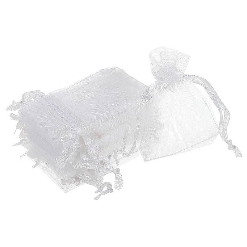50pcs Organza Bags Drawstring Favor Pouches Sheer Mesh Bag for Wedding