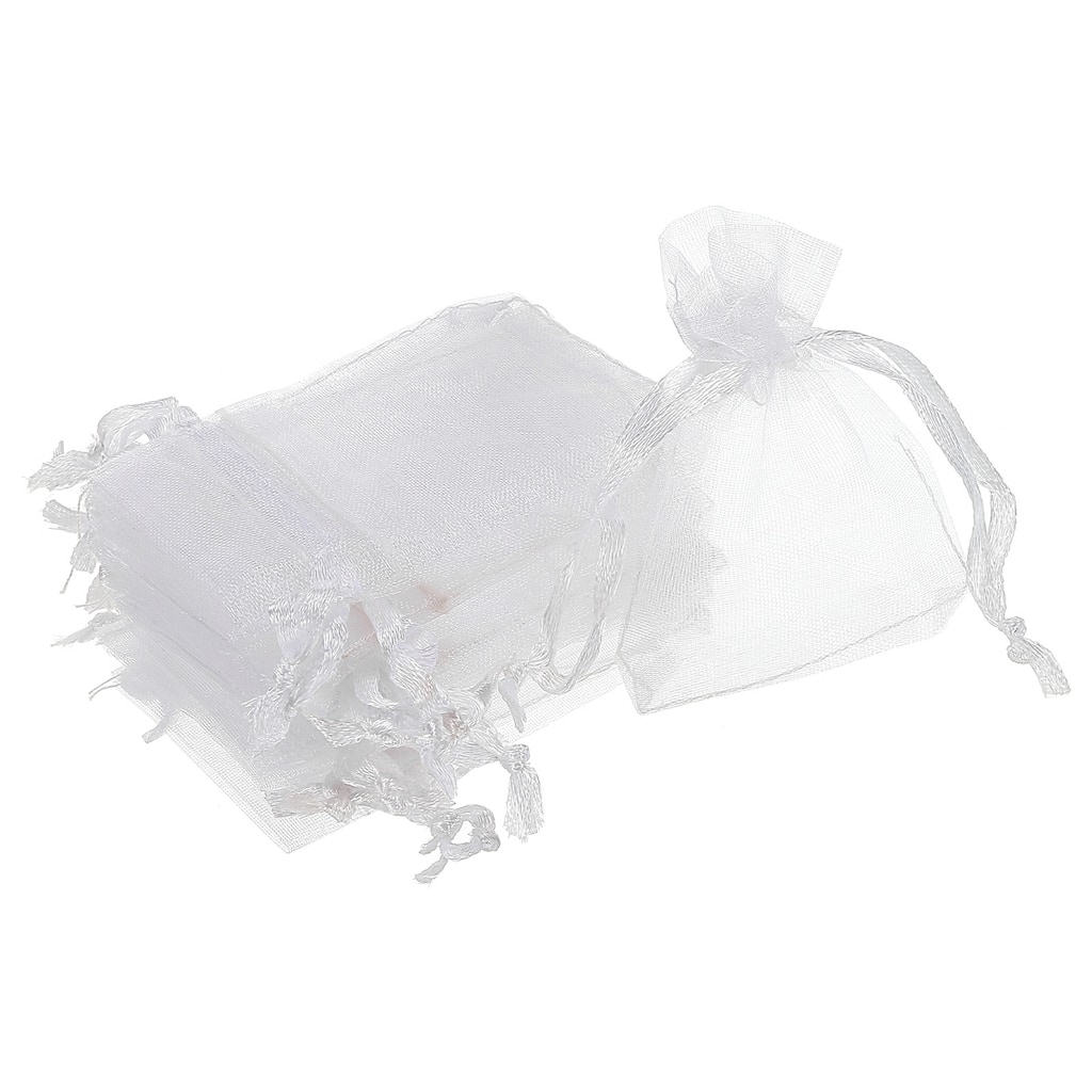 50pcs Organza Bags Drawstring Favor Pouches Sheer Mesh Bag for Wedding