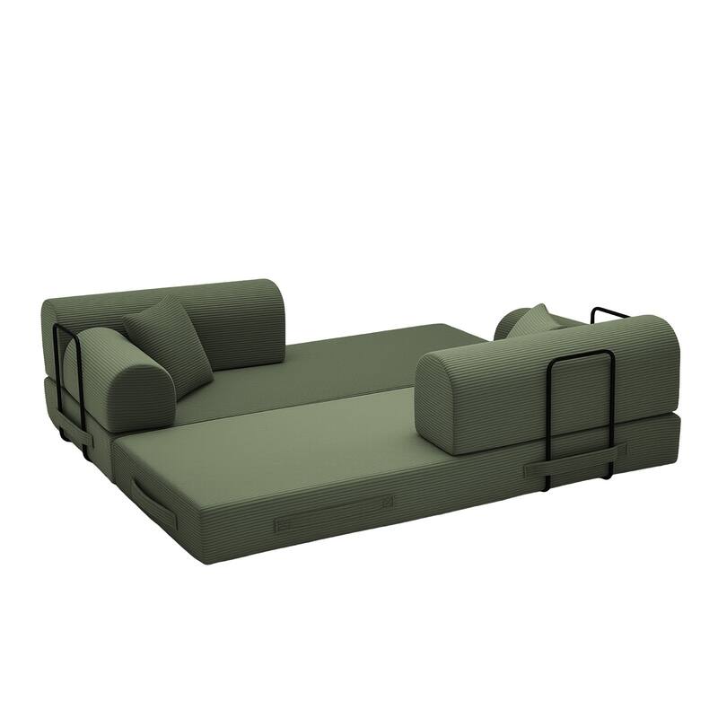 Convertible Sofa Bed Multifunctional Folding Sofa Couch Grayish Green Living Room 3-Seater Sofa Couch Settee