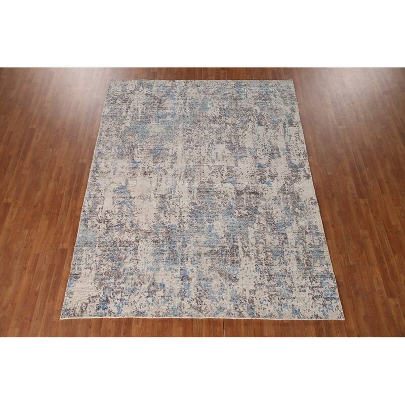 Modern Oriental Area Rug Handmade Wool Carpet - 7'9"x 9'8"