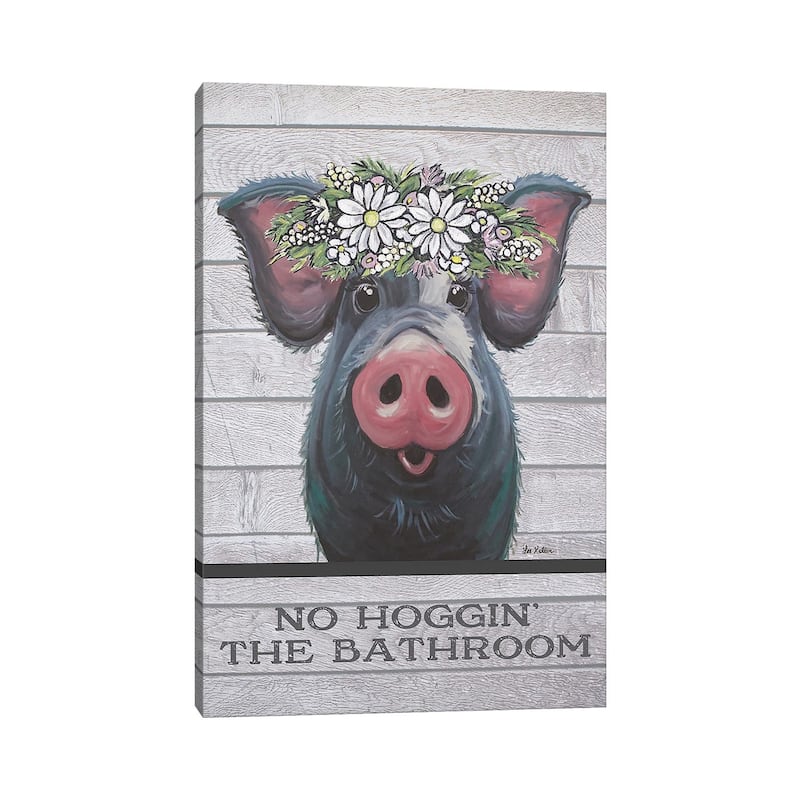 iCanvas "Pig Bathroom Art, Hogging The Bathroom" by Hippie Hound Studios Canvas Print