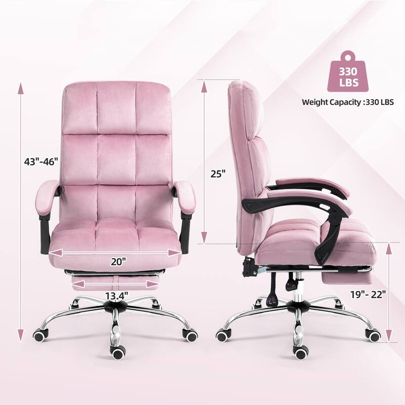 AVAWING Velvet Executive Chair Ergonomic Office Chair with Footrest