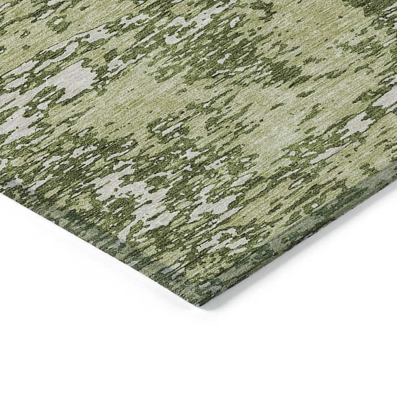 Machine Washable Indoor/ Outdoor Abstract Pixels Chantille Rug