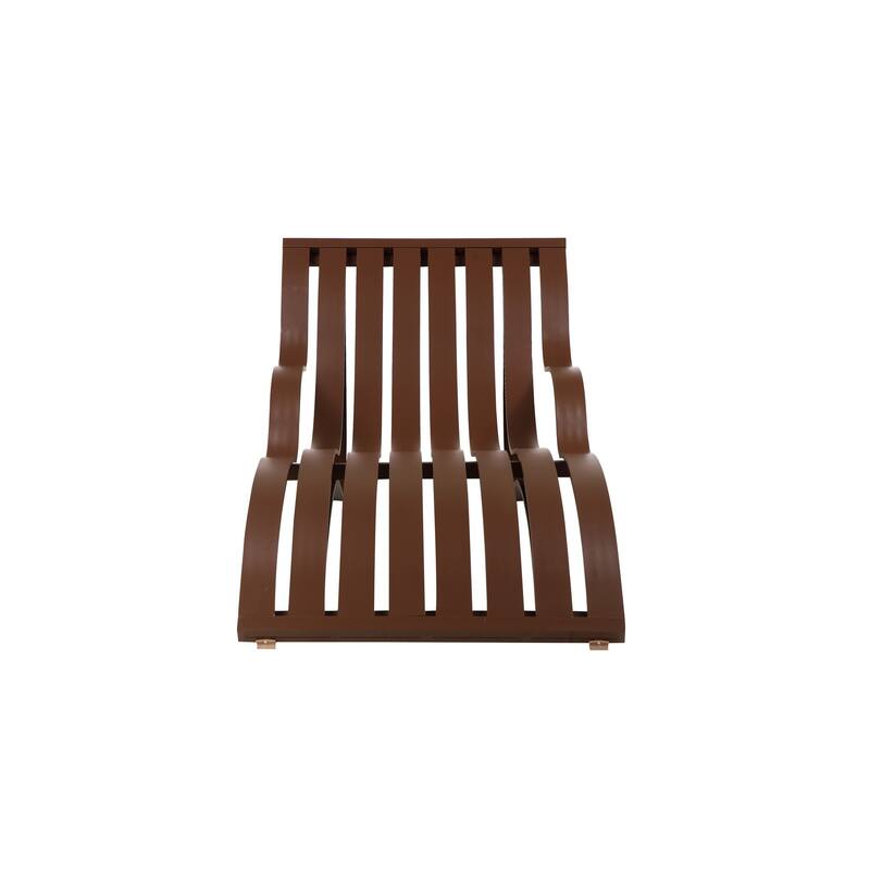 Industrial Style Aluminum Lounger with Slatted Details, Espresso Brown