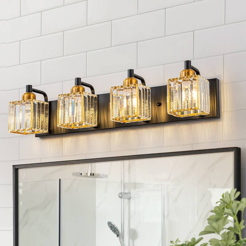 Modern 3/4/5-lights Crystal Bathroom Light Fixtures - 4 - Light - Black Gold