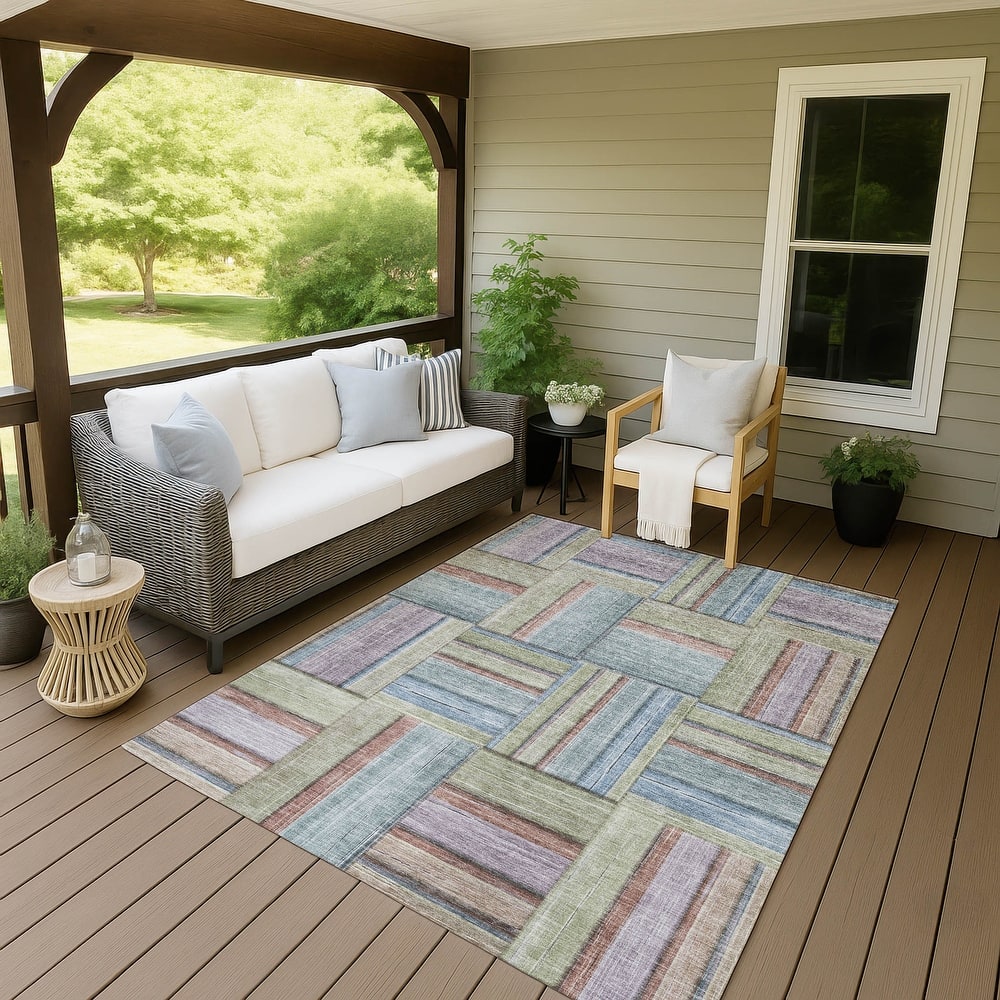 Machine Washable Indoor/ Outdoor Modern Weave Chantille Rug
