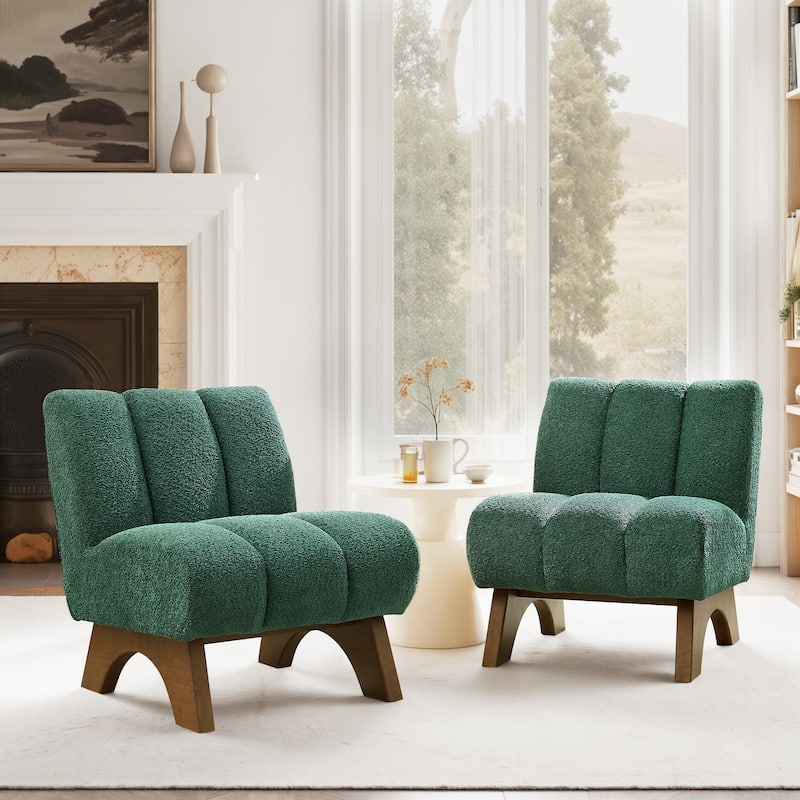 Art Leon Set of 2 Comfortable Armless Accent Chair Sectional - Green