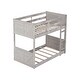 preview thumbnail 19 of 20, Twin over Twin Floor Bunk Bed with Panelled Headboard,Footboard,Safety Guardrails and Built-In Ladder
