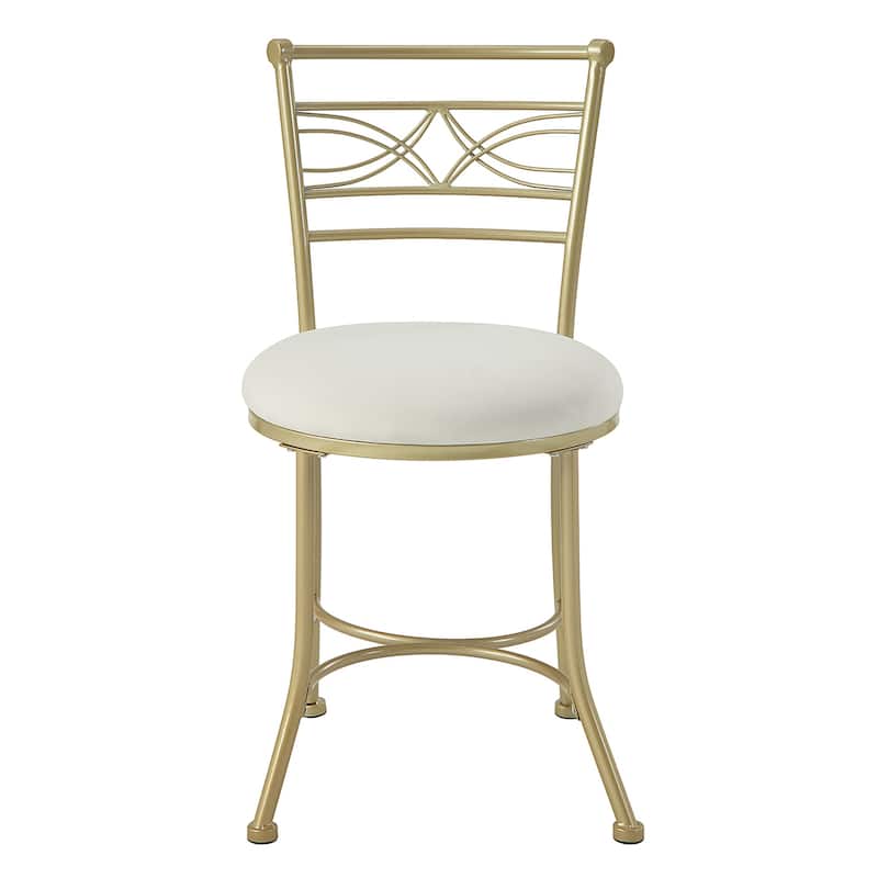 Azalea Park Art Decor Upholstered Iron Vanity Stool - Gold & White - 16.14 W x 19.88 D x 30.63 H"