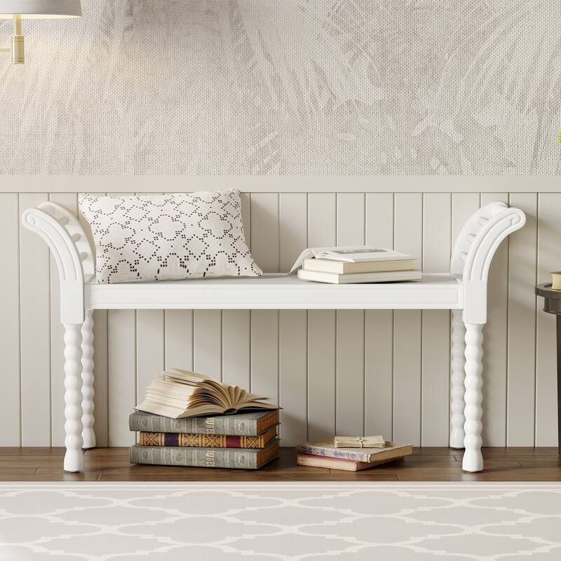 Elegant Retro Style Bench with Turned Legs