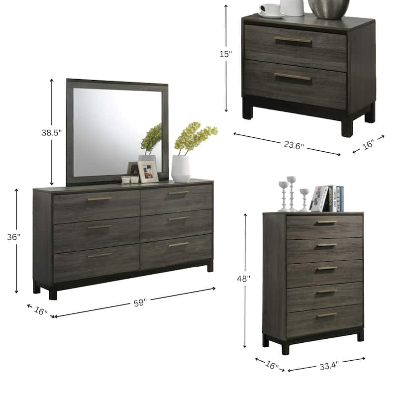 Roundhill Furniture Ioana 187 Queen 6-pc. Antiqued Grey Wood Bedroom Set