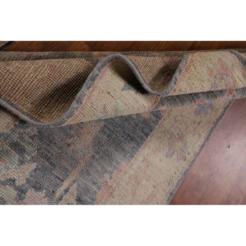 Vegetable Dye Oushak Turkish Runner Rug Handmade Wool Carpet - 2'11"x 8'10"