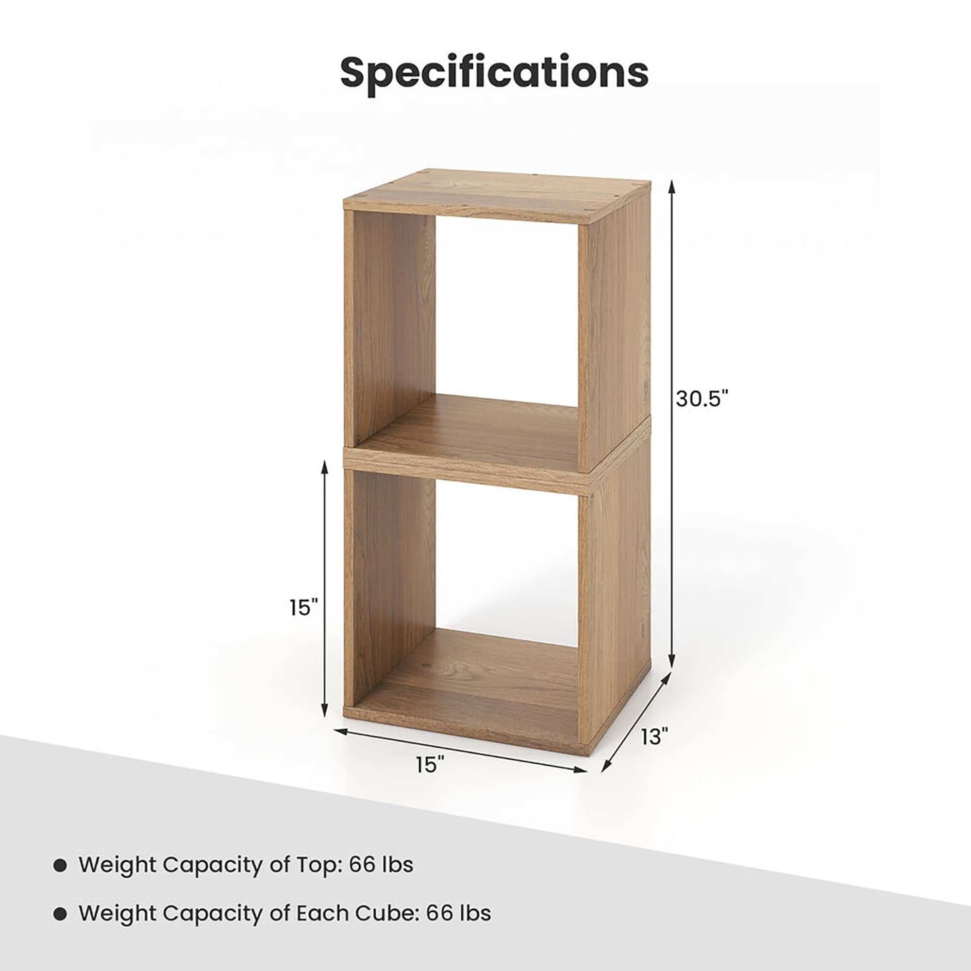 Snap-on STACKING CUBE BOX （Brown White） Gymax 4PCS Stackable Storage Cube Free-standing Storage Organizer