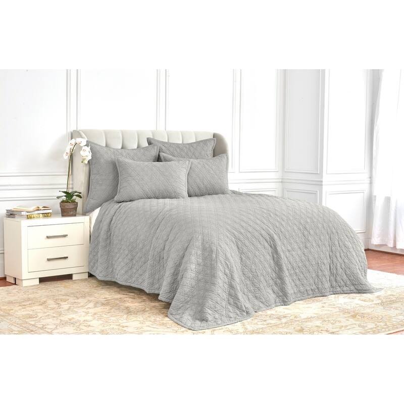 Emory Pewter Grey 100% Cotton Oversized Queen Bed Quilt 96" x 98"