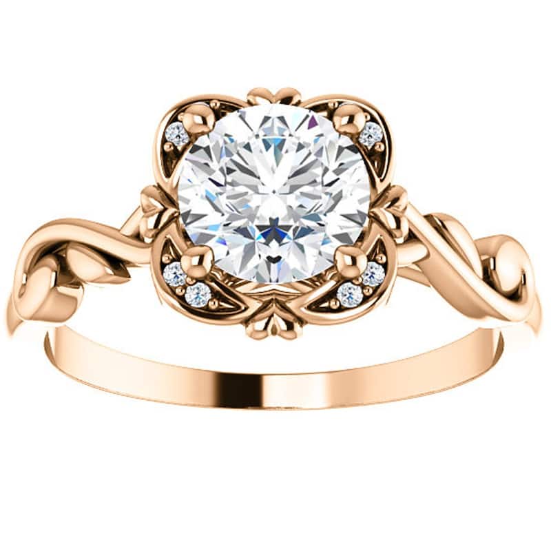 1ct Solitaire Diamond Round Antique Engagement Ring Lab Grown Rose Gold