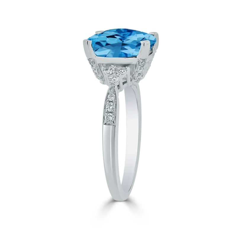 Auriya 1 1/5ct Fancy Cushion Swiss Blue Topaz and Diamond Engagement Ring 1/4ctw 14k Gold
