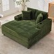preview thumbnail 19 of 34, 60 Inch Upholstered Sofa Bed with Throw Pillows and Armrests, Comfy Corduroy Green