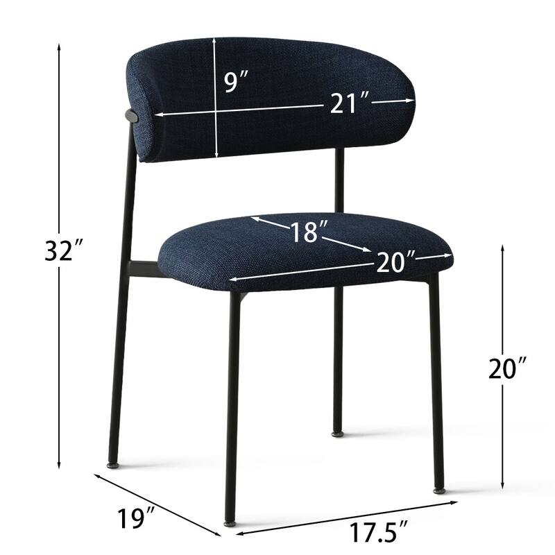 Upholstered Dining Chair With Metal Legs (Set of 2)