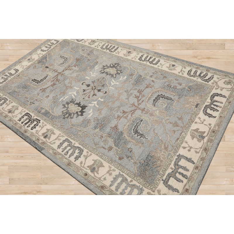 5'x8' Slate Arts & Crafts Wool Area Rug Handcrafted Transitional