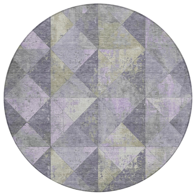 Machine Washable Indoor/ Outdoor Contemporary Diamonds Chantille Rug
