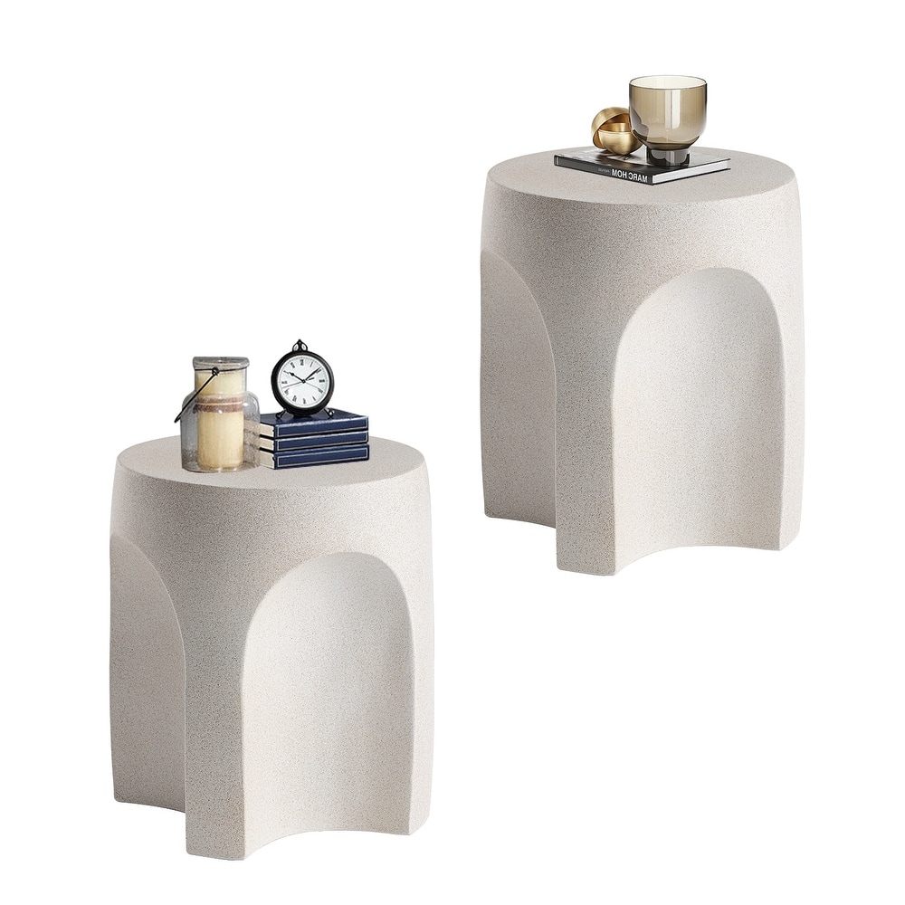 COSIEST Outdoor Side Table,Concrete Accent Table