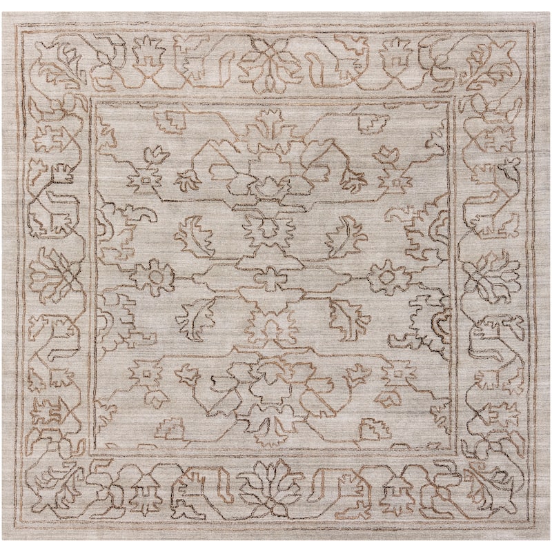 Surya Dove Hand-loomed Viscose Area Rug - 8' Square - Camel/Grey