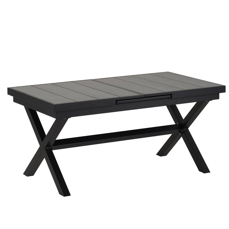 Outdoor 7-Piece Extendable Dining Table Set w6 Weaving Dining Chairs