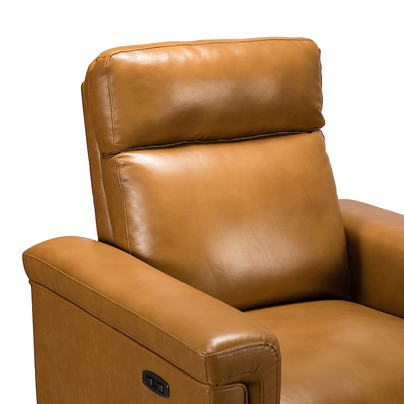 Alicia 34.65" Wide Contemporary Classic Genuine Leather Power Recliner With USB Port, Set of 2