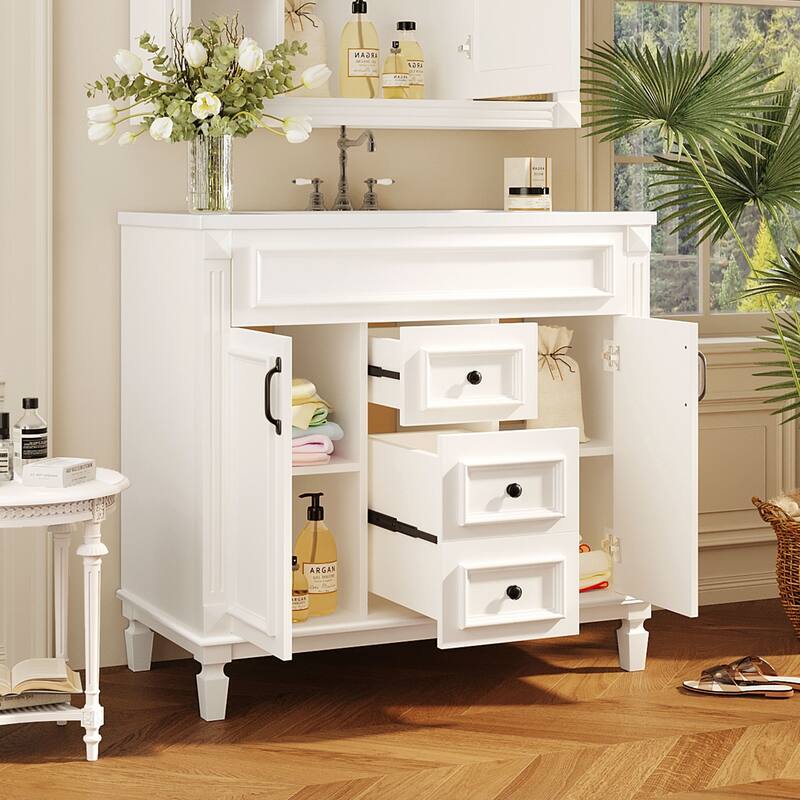 2 Drawers Bathroom Vanity with Top Sink