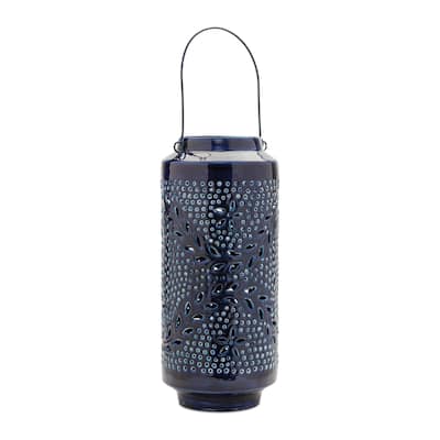 Snowflake Punched Metal Candle Lantern 15.5"H