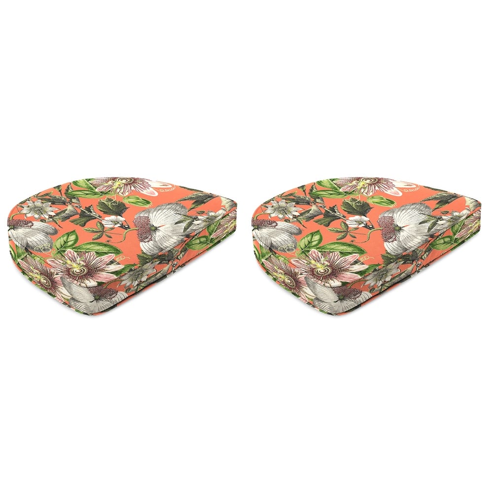 19" x 17" Contoured Outdoor Seat Cushion with Welt - Set of 2 - 17'' L x 18.5'' W x 4'' H