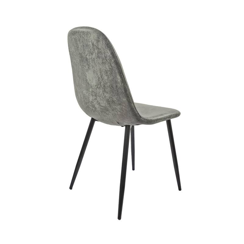 Set of 4 Modern Accent Dining Chairs with Linen Fabric Upholstery and Sturdy Metal Legs