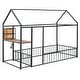 preview thumbnail 4 of 34, Twin Size Metal Bed Frame with Desk, House Bed with Shelves and USB Ports
