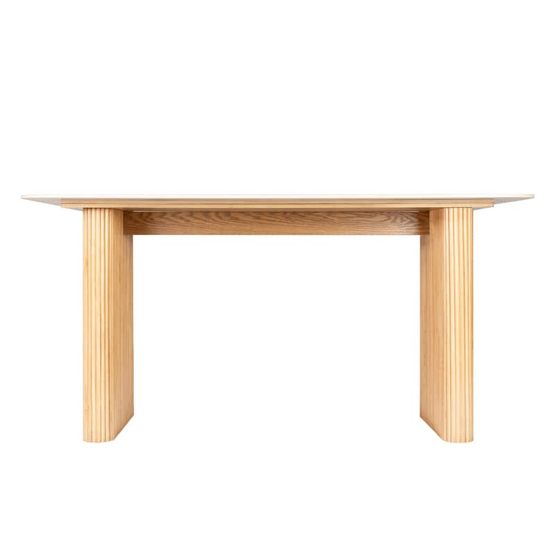 Marble Top Dining Table with Pedestal Grain Wood Base