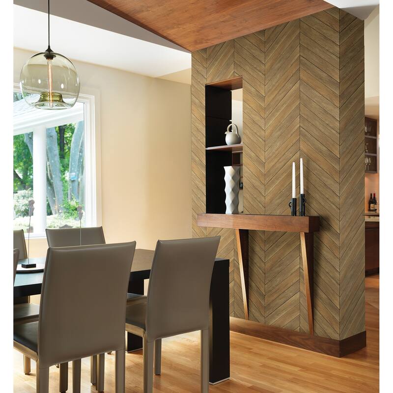 Vernon, Parisian Brown Parquet, 33 FT. L x 20.5In. W Wallpaper Roll