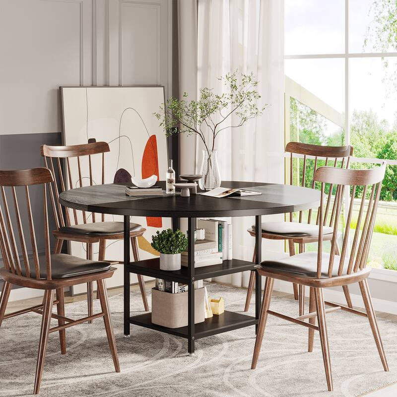 47 inch Dining Table for Dining Room, 4 People Round Dinner Table