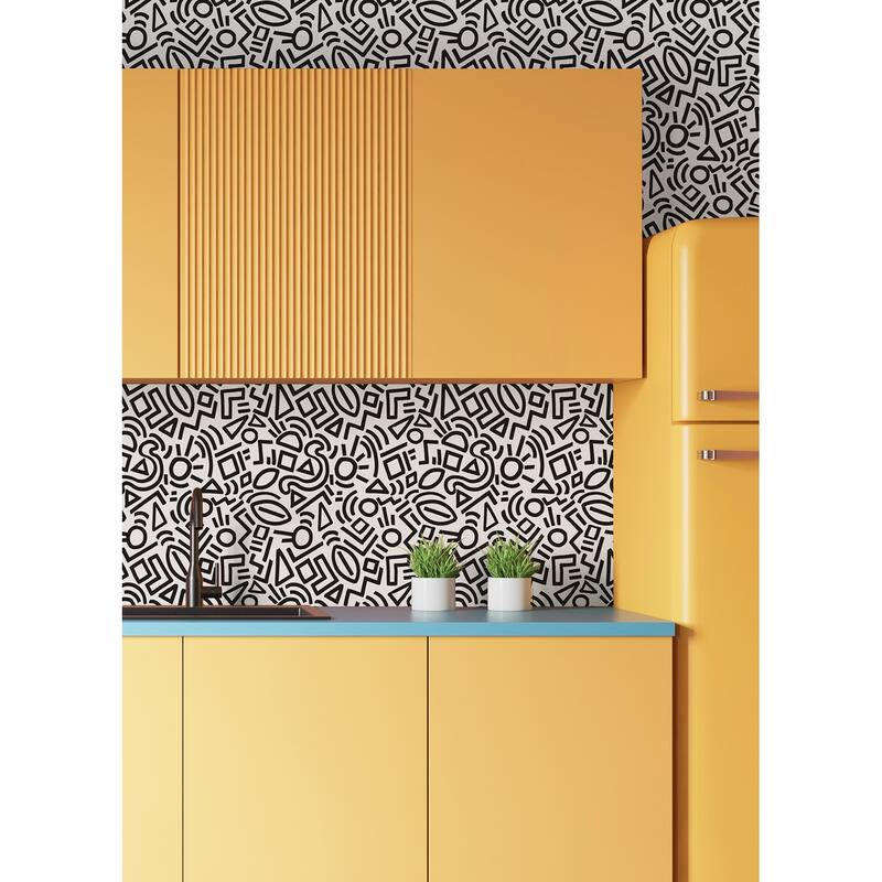 Aelfie Black Doodle Abstract Peel & Stick Wallpaper