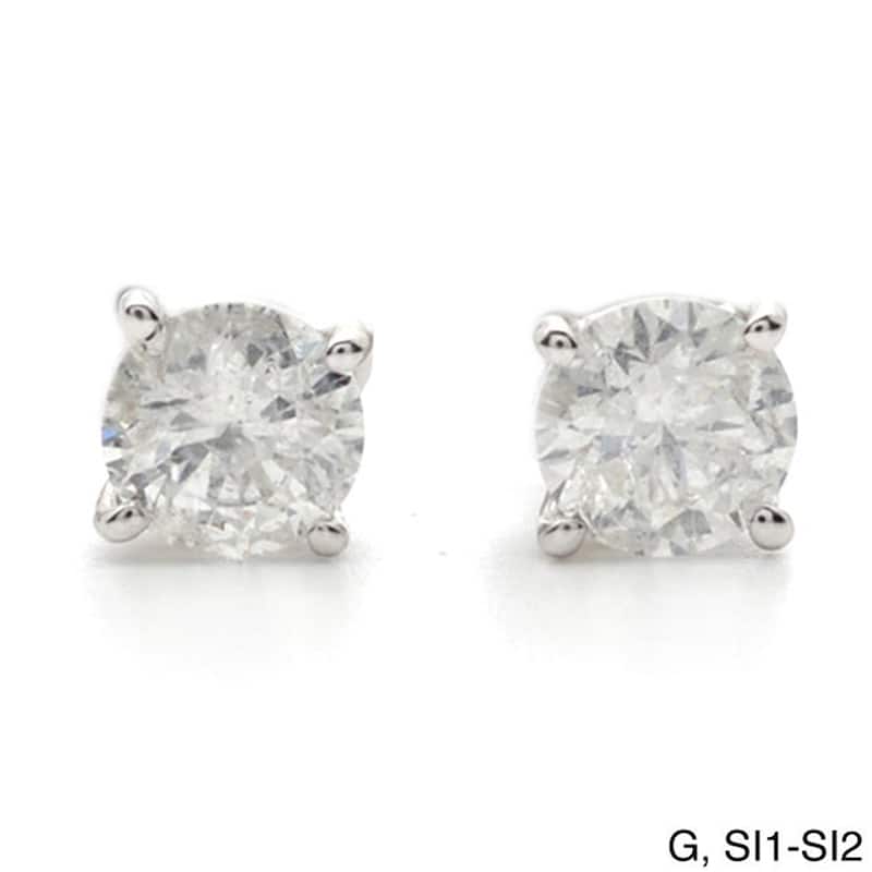 Auriya Platinum 1 1/2ctw Round Diamond Stud Earrings Clarity-enhanced - G-H, SI1-SI2