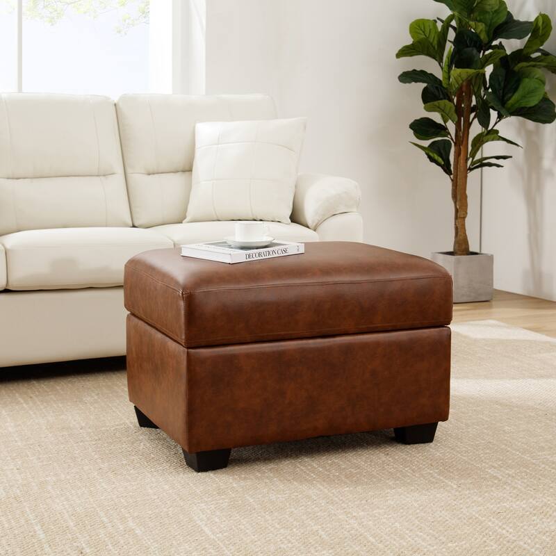 Morden Fort Tufted Storage Ottoman, Rectangular Footstool - Brown