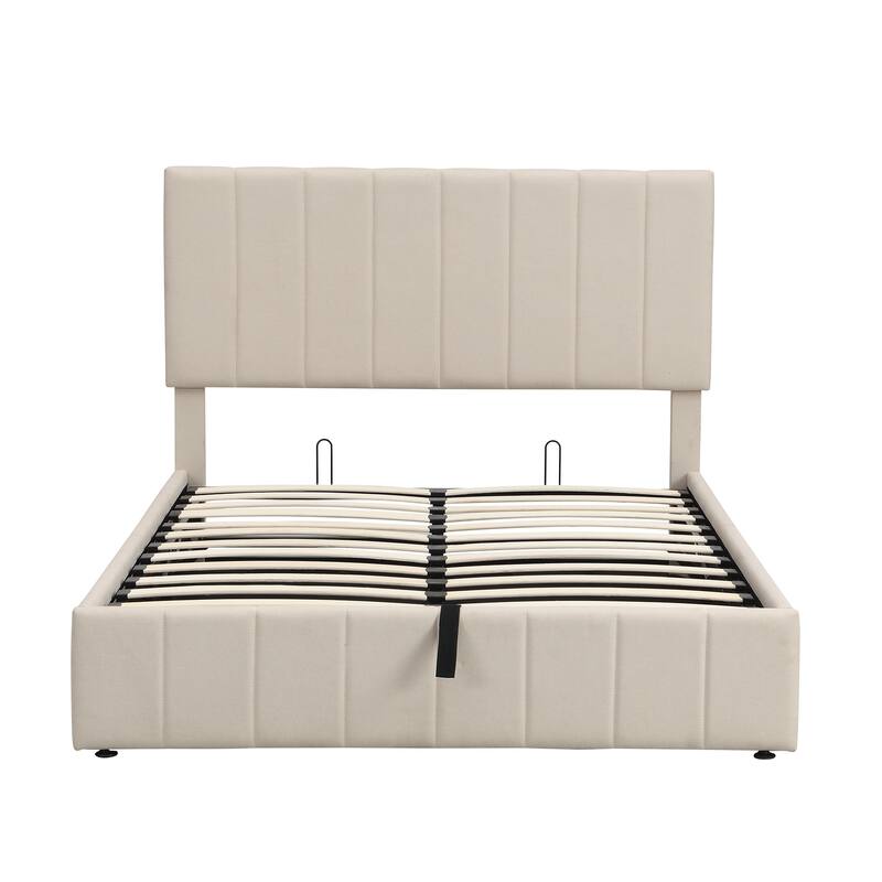 Upholstered Platform Bed with a Hydraulic Storage System