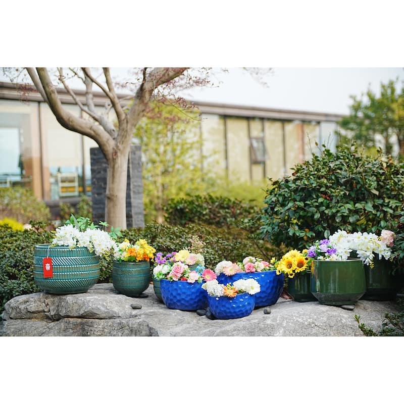 3 Pieces Ceramic Planter Pot, Modern Indoor Outdoor Flowerpot for Patio, Garden, or Windowsills