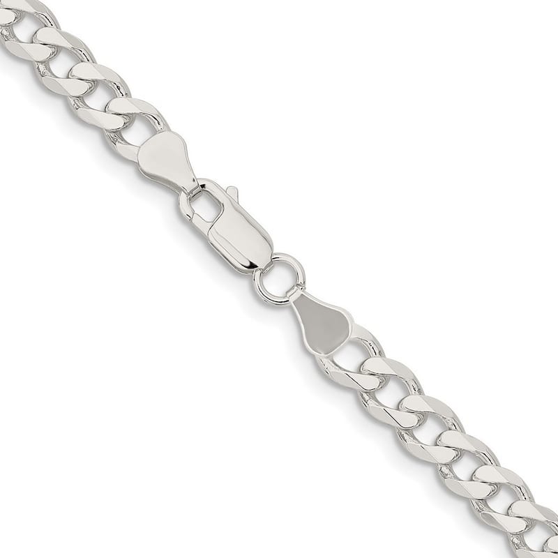 Curata 925 Sterling Silver 7mm Curb Chain Necklace for Men