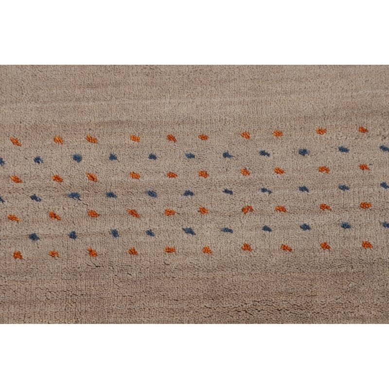 Tribal Gabbeh Oriental Area Rug Handmade Beige Wool Carpet - 5'4"x 7'6"