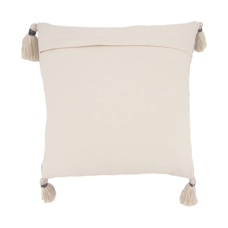 Color Band Fringed Outdoor Throw Pillow