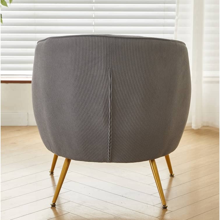 US Pride Furniture Smooth Corduroy Design Luxury Elegance Modern Channel Chair with Corduroy Material with Gold Metal Legs
